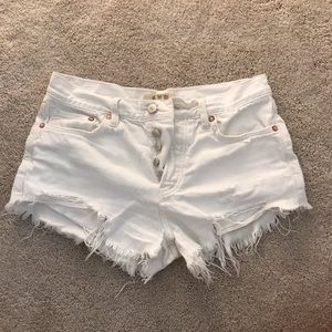Free People white denim shorts